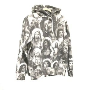 UNUSED SUPREME 18AW Jesus and Mary Hooded Sweatshirt Parka Dark Gray - Picture 1 of 5