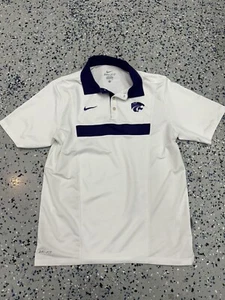 Nike Kansas State Wildcats Polo Shirt Mens Small White KSU Short Sleeve Dri Fit - Picture 1 of 2