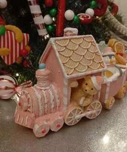 Oblea Dulce Caramelo Pan de Jengibre Navidad Tren Adorno Adorable Abrigo ROSA - Imagen 1 de 7