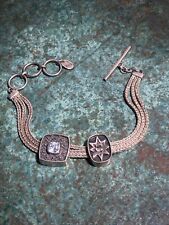Ladies Lori Bonn Sterling Charm Bracelet W/ Two Gemstone Charms; 22.6G