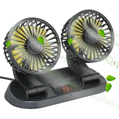 Portable Cooling Fan Dual Head Fans 3 Speeds Adjustable For Car Dashboard/Table - Image 1 of 4
