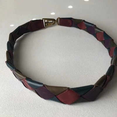 Vintage Boho-meets-Western Multi-Color Woven 36" Leather Belt with Brass Clasp — 第 1/4 张图片