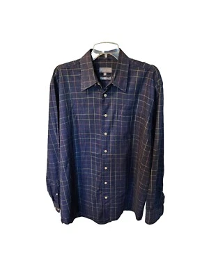 Hickey Freeman Italy Plaid Blue Men's woven Cotton Long Sleeve Button Up Size L - Image 1 of 4