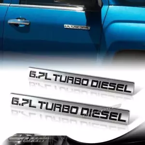 2PCS 6.4L TWIN TURBO Aluminum Adhesive Bumper Trunk Emblem Badge Sticker Decal - Imagen 1 de 4