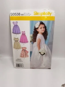 UNCUT Toddler's & Child's Formal Dress Sewing Pattern by Simplicity, S0538, 4-8 - Picture 1 of 2
