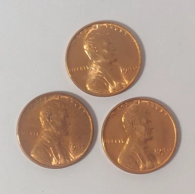 1940 PDS LINCOLN CENTS BU RD UNCIRCULATED WHEAT PENNIES - Image 1 of 4