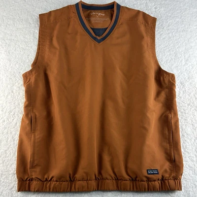 Chaleco de golf Life is Good para hombre XL naranja quemado dobladillo elástico bolsillos con cremallera Foto 1 de 4