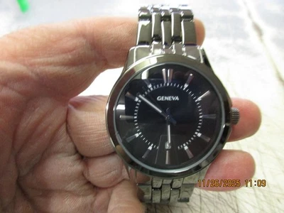 New Old Stock Geneva Calendar Men's Quartz Watch Gunmetal Tone - Image 1 of 3