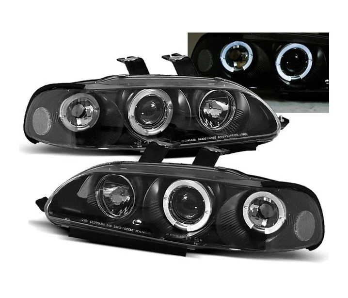 faros para HONDA CIVIC 1991 1992 1993 1994 1995 4D ojos de ángel negro LHD Foto 1 de 1