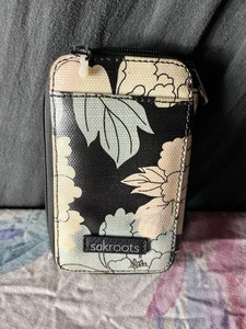 Sakroots Floral Wallet Wristlet Organizer Boho Coated Canvas Zip Around - Picture 1 of 3