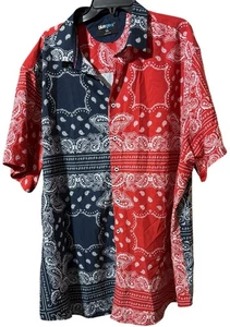 Blue Gear Button Shirt Mens 3XL Blue Red Lightweight Short Sleeve - Preowned - Picture 1 of 4