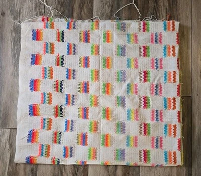 Vintage Ivory with textured Wavy Trim Cotton Fabric 46" W x 3 Yds Long - Image 1 of 4