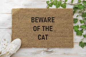 CUIDADO CON EL GATO Puerta de Cuero Interior / Alfombra de Piso 40cm x 70cm Cuerdo de PVC de Cuero - Imagen 1 de 9