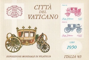 Vatican 1985 Yvert SS 8 Philatelic Exhibition old cars MNH VF - Picture 1 of 1