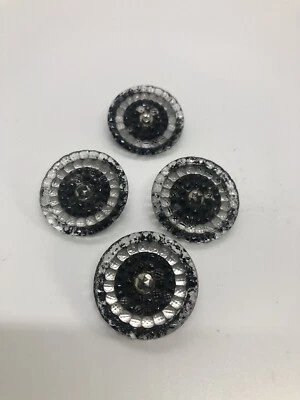 4 x Victorian Lacy Glass Buttons with Unusual Imitation Stone/Paste Effect Rw - Image 1 of 4