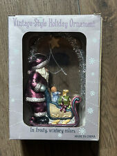 Costco Christmas Vintage Style Holiday Ornament Santa w/ Sleigh Multi Color NIB