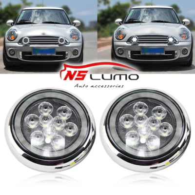 Luces de circulación diurna LED cromadas para conducción de rally con anillo de halo para Mini Cooper R56 Foto 1 de 4