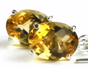CITRINE Sterling Silver Threader Earrings-Handmade • SE003 - Picture 1 of 3