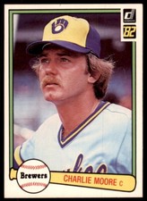 1982 Donruss Baseball Card Charlie Moore A Milwaukee Brewers #280