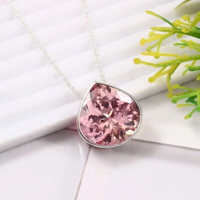 AAA+ Naturale Padparadscha Zaffiro 925 Pendente Argento Anniversario Regalo - Immagine 1 di 4