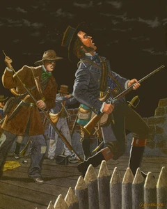 THE ALAMO DEATH OF WILLIAM BARRET TRAVIS ART PRINT - Picture 1 of 2