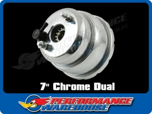 Chrome 7 Inch Dual Diaphragm Power Brake Booster Street Rod Hot Rod - Picture 1 of 2