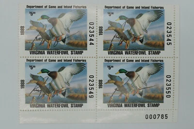 VA1 Duck Stamp Block Mint Never Hinged - Artist signed - Rob Leslie - Image 1 of 2