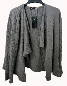 Fenini Gr. PL Petite L offenes Cardigan-Oberteil vorne knirscht Neu mit Etikett UVP 98 $ Salbei grau - Bild 1 von 2