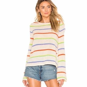 Lovers + Friends Multicolor Rainbow Striped open back Alpaca Blend Sweater XS - Picture 1 of 11