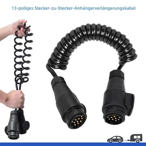 Spiralkabel Verbindungskabel Verlängerungskabel Anhänger 2 Stecker 13-polig 3M  - Bild 1 von 8
