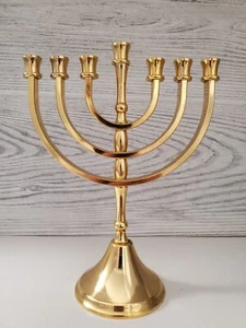Menorah 7 rami tempio classico 6 pollici placcato oro e argento da Isreal - Foto 1 di 3