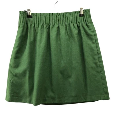J. Crew Wool Blend Mini Skirt Womens 4 Green Pull On A-Line Pockets - Image 1 of 4