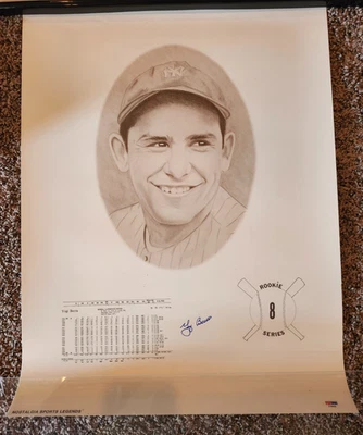 NY Yankees HOF Yogi Berra Signed 18x24 "Rookie 8 Series" Print (PSA COA) - Image 1 of 4
