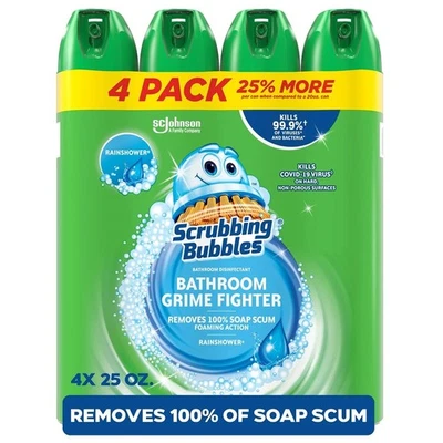 Scrubbing Bubbles Bathroom Cleaner,Rainshower, 4ct.,100oz.Great price - Image 1 of 4
