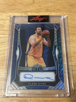 2025 Leaf Metal Authentics Vlade Divac Auto Blue Simmer 1/1 Lakers - Image 1 of 2