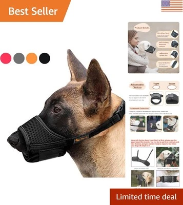 Luxury Black Nylon Muzzle for Large Dogs - Comfortable & Adjustable Fit, Size L - Image 1 of 4