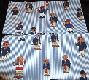 Juego de 4 servilletas de cena de lino vintage Ralph Lauren Polo Bear de 20 pulgadas x 20 in. - Imagen 1 de 5