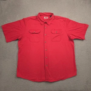 Wrangler Red Short Sleeve Button Shirt Men 2XL Cotton Stretch Dual Pocket - Picture 1 of 10