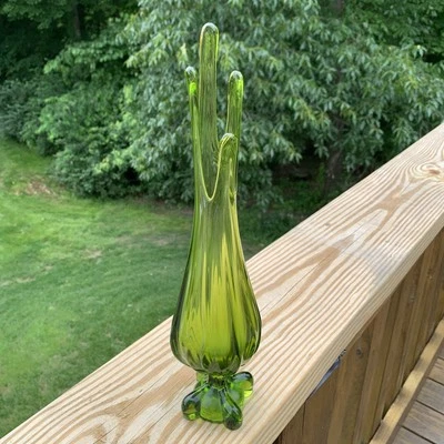 13 1/2” Viking Green 4 Finger Swung Vase “Beautiful “ - Image 1 of 4