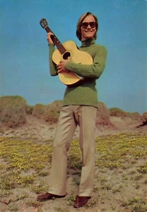 Handsome Blond Italian Man w Guitar in Field Photo Vintage Postcard - Picture 1 of 2