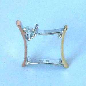 .925 SILVER GOLD WHITE TOPAZ EMERALD CUT WEDDING WS2 SIZE 9 - Picture 1 of 2