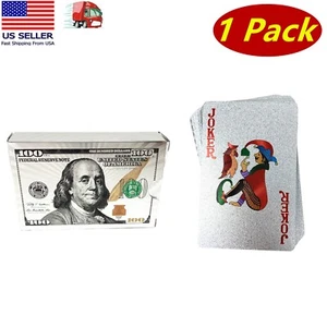 1 Standard Deck of Silver Foil Plastic Poker Cards, Waterproof Playing Cards - Picture 1 of 6