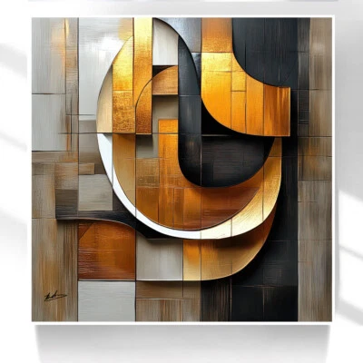 Leinwand Bild Abstrakt Geometrische Kunst Gemälde Wandbilder XXL Wohnzimmer 7094 - Bild 1 von 4