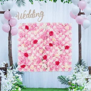 Artificial Flower Wall Background Silk Rose Flower Panels Wedding Backdrop Decor - Picture 1 of 16