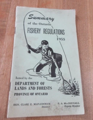 Vintage 1955 Ontario Fishery Regulations Summary booklet  fishing  (r) - Image 1 of 3