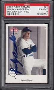 Sparky Anderson Fleer Greats 2002 firmado personalmente clasificación automática PSA/ADN 6 EX-MT - Imagen 1 de 2