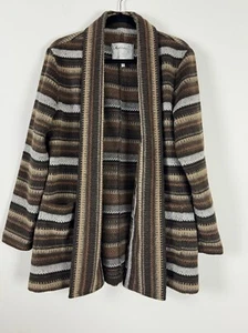 Mod-o-doc Wool Blend Stripe Brown Cardigan Size M - Picture 1 of 4
