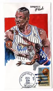 #2560 Basketball FDC Hand Painted Wild Horse - Shaquille O'Neal 1991 - Picture 1 of 2