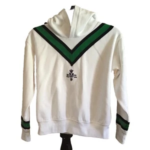 Polo Ralph Lauren Girls Cricket-striped Fleece Pullover Hoodie White/green XL - Picture 1 of 14