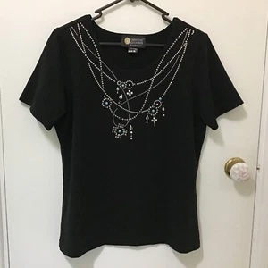 Christine Alexander Womens Embellished T Shirt Size M - Picture 1 of 22